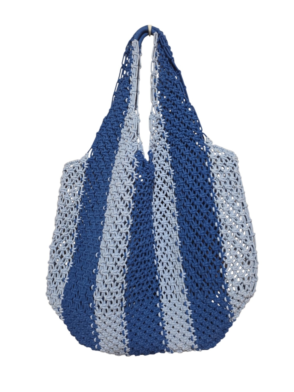 Woven Crochet Hobo Tote Bag in Dark And Light Blue